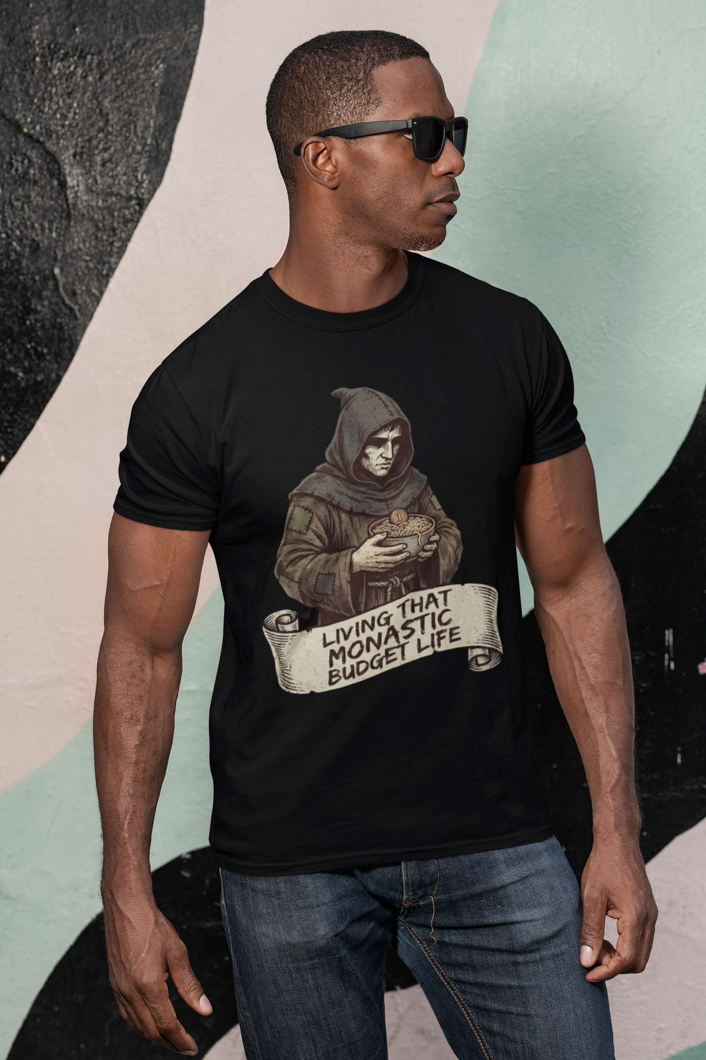 Living That Monastic Budget Life T-Shirt | Funny Frugal Living & Investor T-Shirt