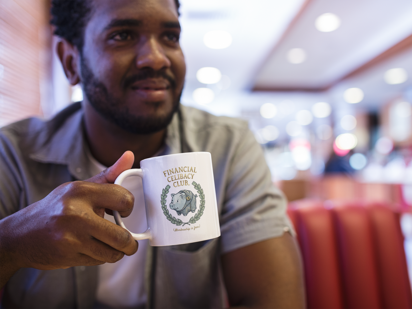 Financial Celibacy Club Mug - Funny Piggy Bank Saver Gift