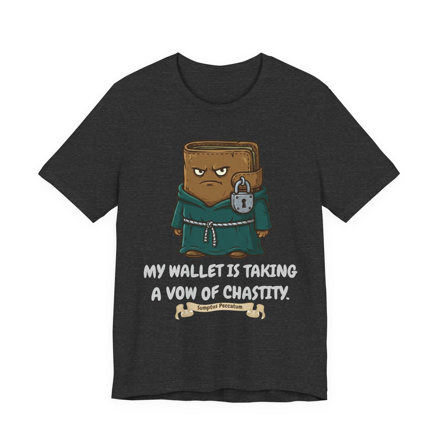 Budget Humor T-Shirt | Funny Wallet Vow of Chastity Graphic T-Shirt | Gift for Dad, Mom, Investors