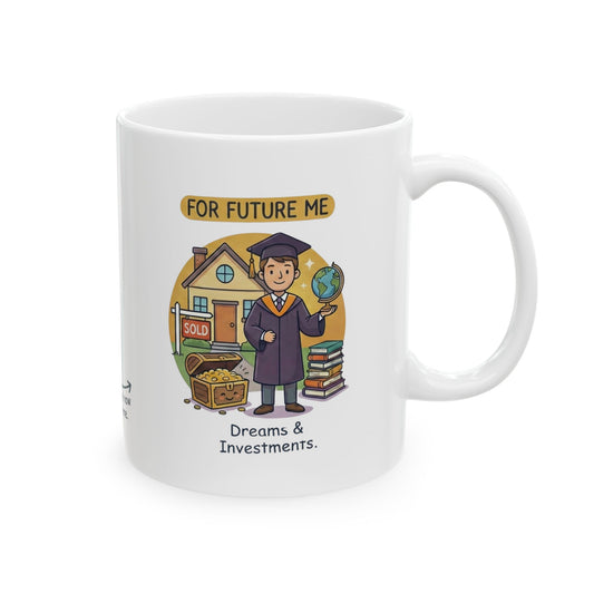 Acting Broke Now for Future Me Mug — Funny Financial Planner Ceramic Coffee Cup (11oz/15oz)