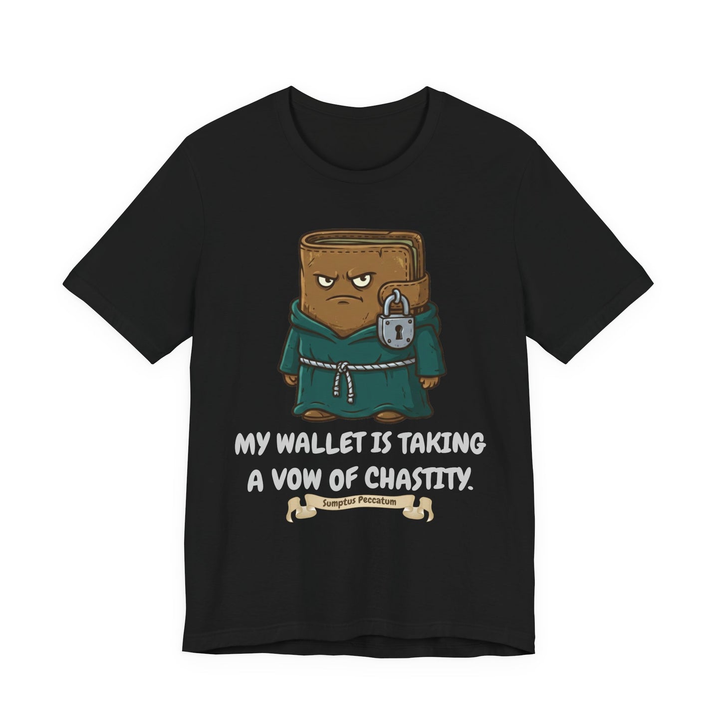 Budget Humor T-Shirt | Funny Wallet Vow of Chastity Graphic T-Shirt | Gift for Dad, Mom, Investors