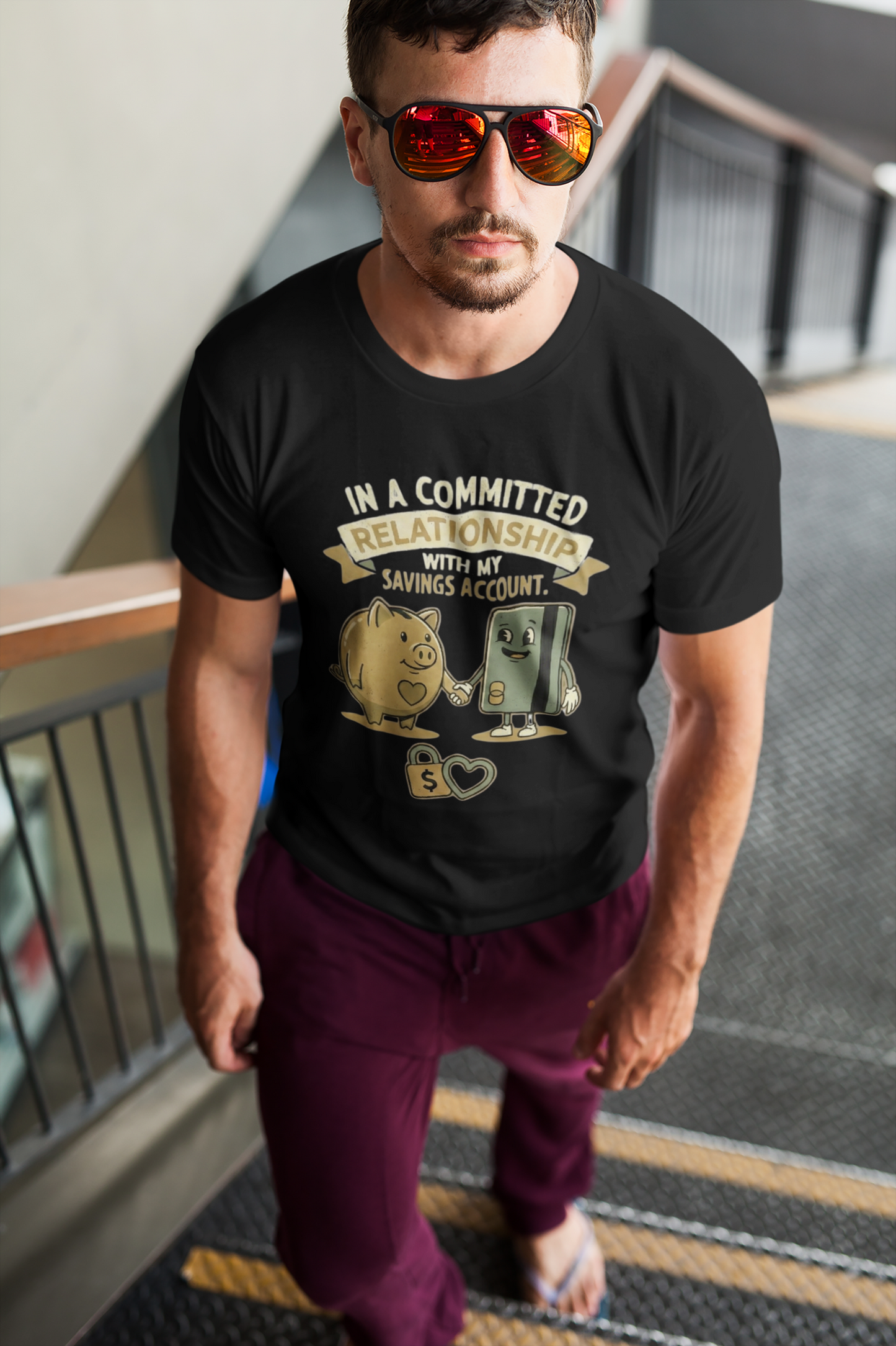 Committed to Savings Account T-Shirt – Funny Personal Finance Graphic T-Shirt